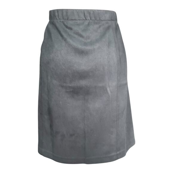 J Jill Faux Suede Pull-On Skirt Blue Large Stretch Elastic Waist Pockets Velvet - Picture 2 of 10